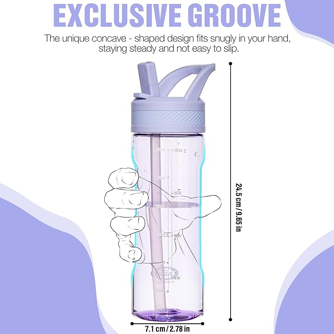OLDLEY 20 kids Water Bottle with Straw,Tritan BPA-Free,Leak-Proof Design for Travel, Home, School, (Purple)