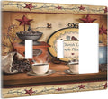 Barn Kitchen Cafe Coffee Texas Star 3-Gang 2-Toggle 1-GFCI/Decorator Combination Light Switch Decorative Triple Combo Device Switches/Rocker Outlet Covers and Wall Plate