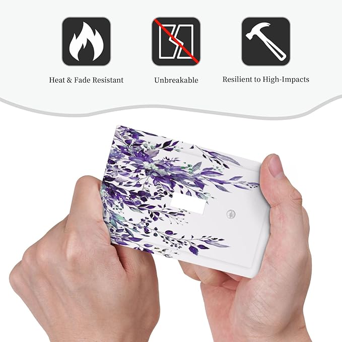 Decorative Light Switch Cover Plate Purple Eucalyptus Boho Olive Leaves Country Unique 1 Gang Wall Plate Cover Single Toggle Switch Plate Covers Jumbo Electrical Switchplate Receptacle