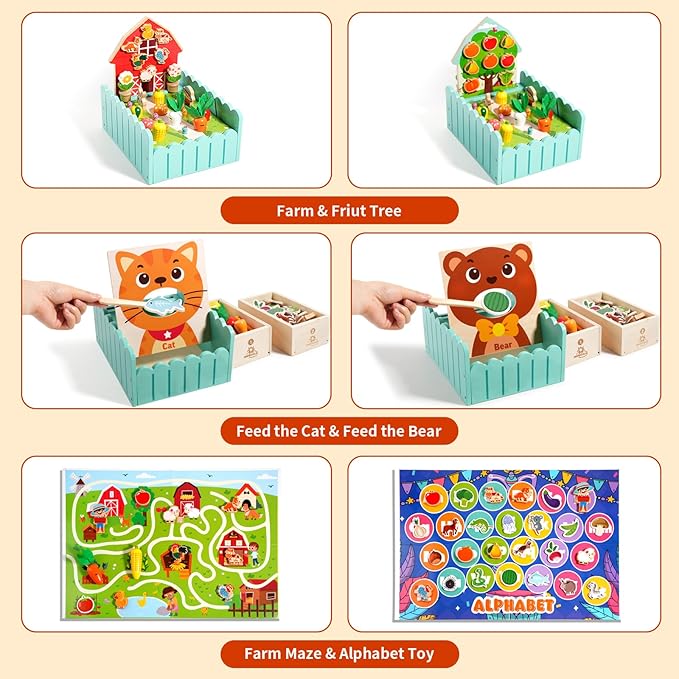 INIFEIDALA Toddlers Montessori Wooden Educational Toys for 2 3 4 Year Old | Birthday Gifts for Boys & Girls,Preschool Learning Toys for Speech Therapy & Fine Motor Skills Development