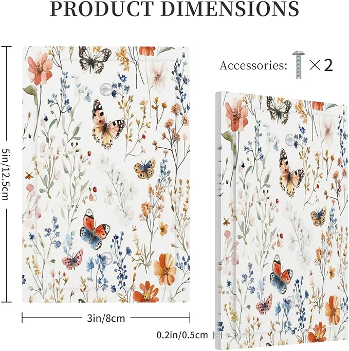 Light Switch Cover Plate Vintage Wildflowers Plants Floral 1 Gang No Device Blank Electrical Wall Plates Faceplate Decorative Switch Plate For Bed Room Living Room Decor