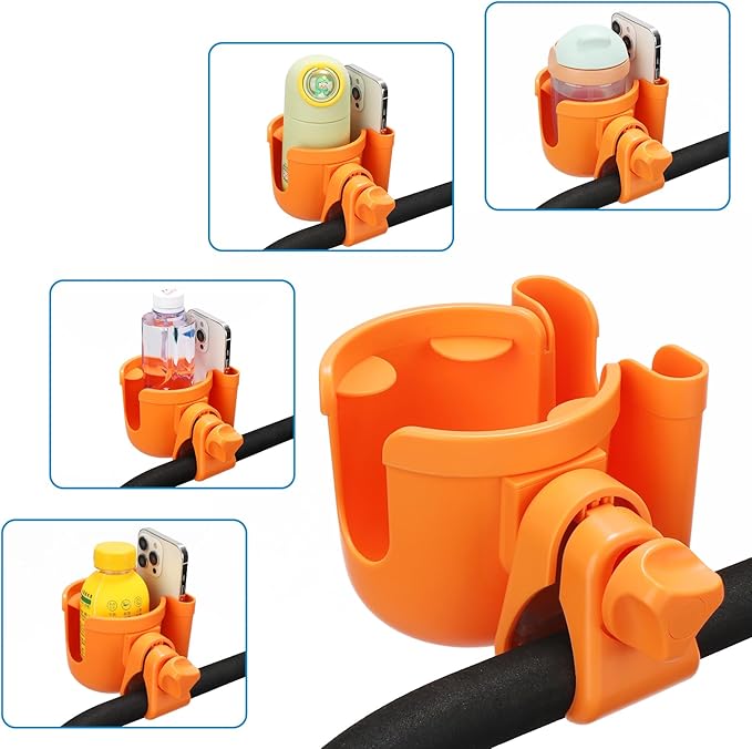 Accmor Stroller Cup Holder with Phone Holder, Bike Cup Holder, Universal Cup Holder for Uppababy Nuna Doona Strollers, 2-in-1 Cup Phone Holder for Stroller Bike Accessory