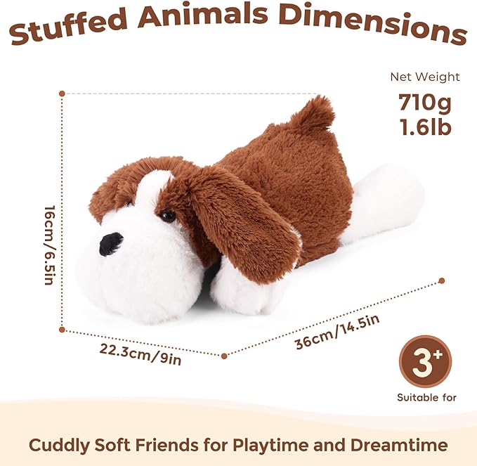 Dog Microwavable Weighted Stuffed Animals for Kids,Heating Pad Animal for Period Cramps&Pain Relief&Warm Comfort, Lavender Scented Heatable&Coolable Dog Cute Plush Toy for Girls Adults