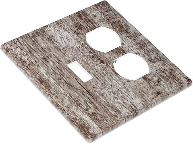 Outlet Covers Rustic Wood Grey Brown Vintage Wooden Plank 2 Gang Decorative Switch Plates 1 Toggle Duplex Combo Light Switch Cover GFCI Socket Cover WallPlates for Farmhouse Home Decor