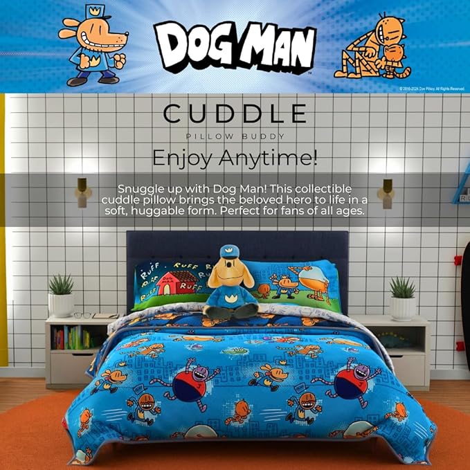 Collectibles Dog Man Supa Comic Bedding Super Soft Cozy Cuddle Pillow, (Officially Licensed Product) By Franco