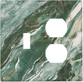 Decorative Switch Cover Plate with Modern Luxury Green Marble Texture Design Toggle Duplex Wall Plate 2 Gang Light Switch Cover Outlet Covers for Kitchen Bathroom Decor