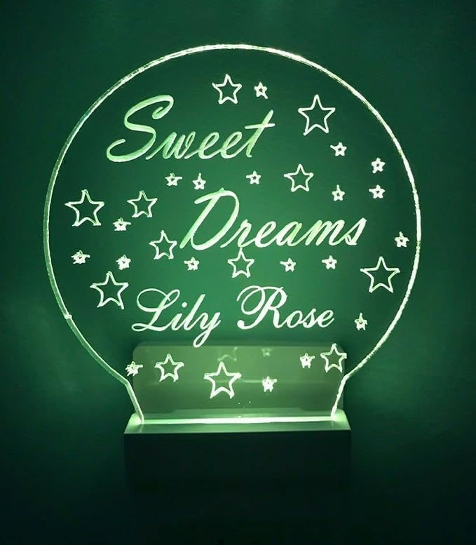 Night Light Multi Color Personalized LED Plug-in, Ultra-Slim Touch Night Light Smart Dusk to Dawn Sensor, Kids Children's Bedroom Kitchen Bathroom Hallway Play Room Variations (Sweet Dreams Stars)