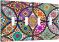 Bohemian Quad Toggle Light Switch Cover Decorative 4 Gang Switch Plates Cover colorful Vintage Floral Mandala Flower for Bathroom Home Living Room Decor 8 X 4.5 In