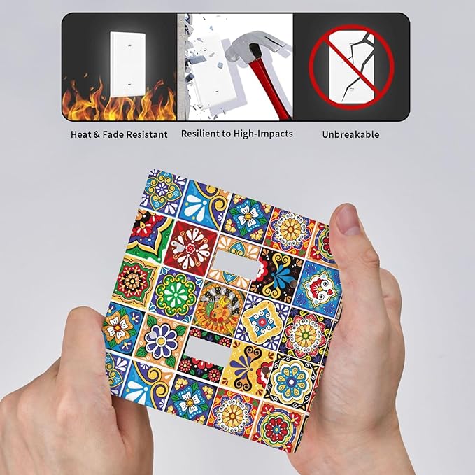 Talavera Mexican Tiles Double Light Switch Cover Plates Decorative 2 Gang Wall Plate Double Toggle Lightswitch Cover