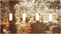 Light Switch Covers Vintage Metal Rust Texture Peeling Paint Quad Toggle Electrical Faceplate 4 Gang Wall Plate Decorative Switch Plates For Farmhouse Cabin Decor