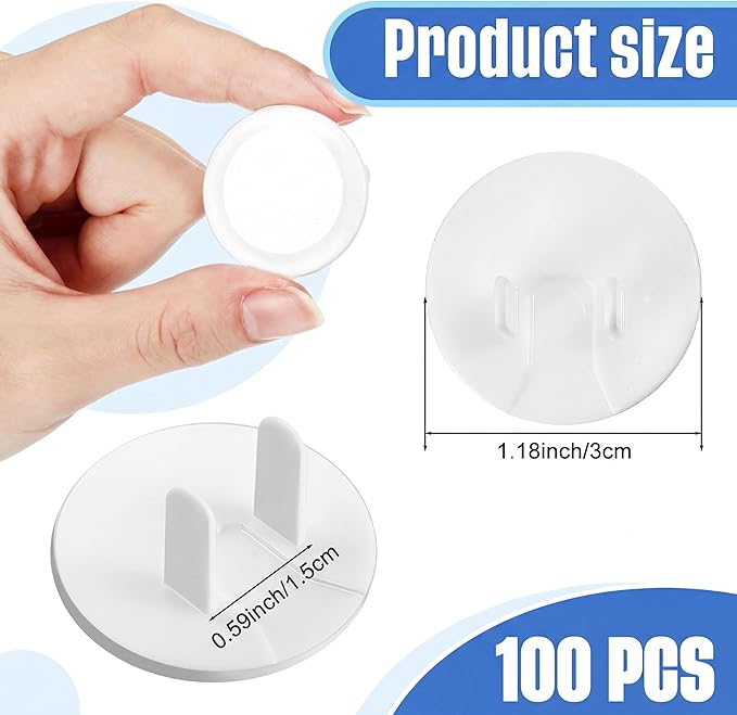 Thyle 100 Pcs Baby Proofing Outlet Covers Bulk Improved Grip Socket Guards for Child Safety Standard Universal Electrical Plug Protectors for Home Office Daycare (White)