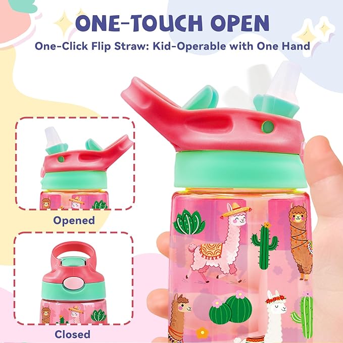 14oz Water Bottle with Straw Lid, Funny Farmhouse Animal Themed Alpaca Water Cup, Leak Proof, BPA-Free, Alpaca Lover Gifts Idea for Women Adults Girls Birthday Christmas