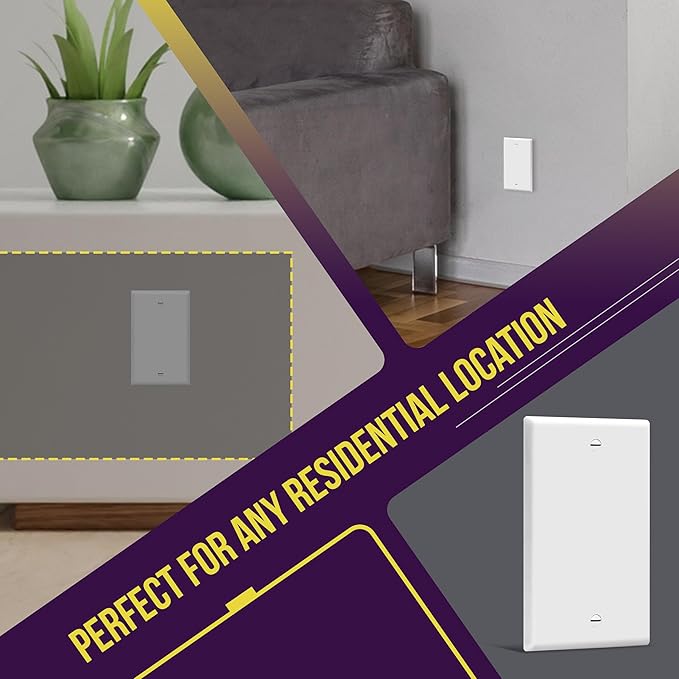 ENERLITES Blank Wall Plate Cover, Gloss Finish, Standard Size 1-Gang 4.50" x 2.76", Polycarbonate Thermoplastic, Electrical Covers for Unused Outlets/Switches, 8801-W-20PCS, White (20 Pack)