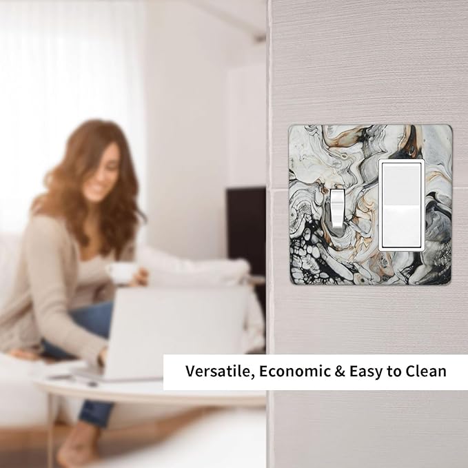 Black Gold Marble Texture Modern Abstract Print Outlet Covers 1 Toggle 1 Rocker Combination Decorative Wall Plate Electrical Switch Plates Light Switch Cover Plate for Bathroom Kitchen Decor