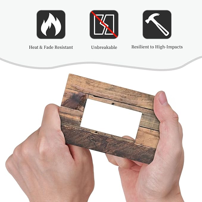 Rustic Brown Wood Plank Vintage Country Wooden Board Decorative Outlet Covers 1 Gang Single Rocker Light Switch Cover Plate Wall Plates GFCI Faceplate for Farmhouse Home Decor