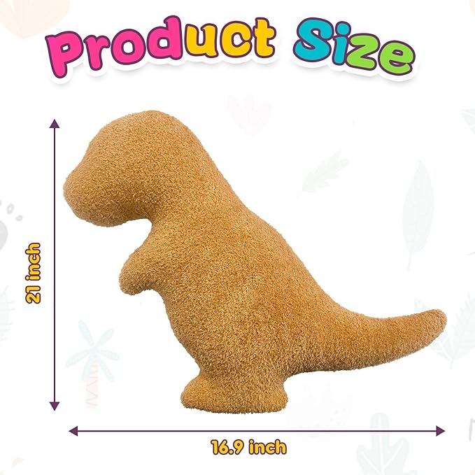Dino Nuggets Pillow Plush, Dinosaur Chicken Plush Nuggets Pillow for Funny Birthday Gifts, Funny Stuffed Animals for Boyfriend Girlfriend, Dinosaur Gifts for Adults Teens and Kids(Tyran Rex, Large)