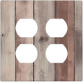 Outlet Covers Vintage Natural Wood Rustic Cinnamon 2 Gang Double Duplex Decorative Light Switch Covers Electrical Wallplates Socket Faceplate For Farmhouse Cabin Decor