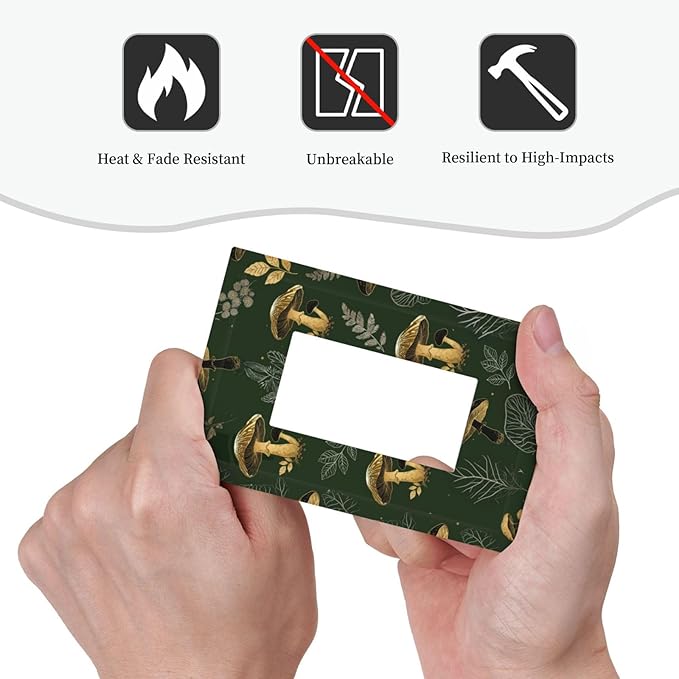 Decorative Outlet Covers Cute Gold Mushtroom Green Plant Leaf 1 Gang Rocker Light Switch Cover Plate Single Wall Plates for Electrical Outlets Switch Plate Covers Faceplate for Home Decor