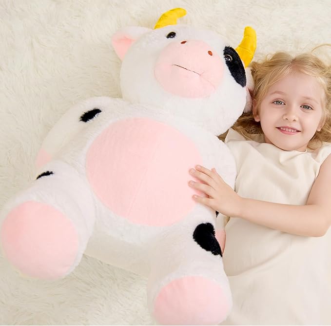 JOD® 27 inch 5 lbs Cow Weighted Stuffed Animals, Large Weighted Plush Toy – Cute Cow Plush Pillow, Soft Kawaii Weighted Plushie Gift for Kids & Adult (68CM)