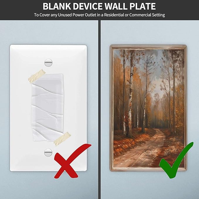 Decorative Art Light Switch Covers Maple Path 1 Gang No Device Blank Switchplate Electrical Faceplate for Home Decor