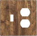 Light Switch Cover Plate Rustic Wood Grain Country Vintage Wooden Board 2 Gang Outlet Covers 1 Toggle 1 Duplex Socket Cover Wallplates Electrical Switch Plate Covers for Farmhouse Home Decor