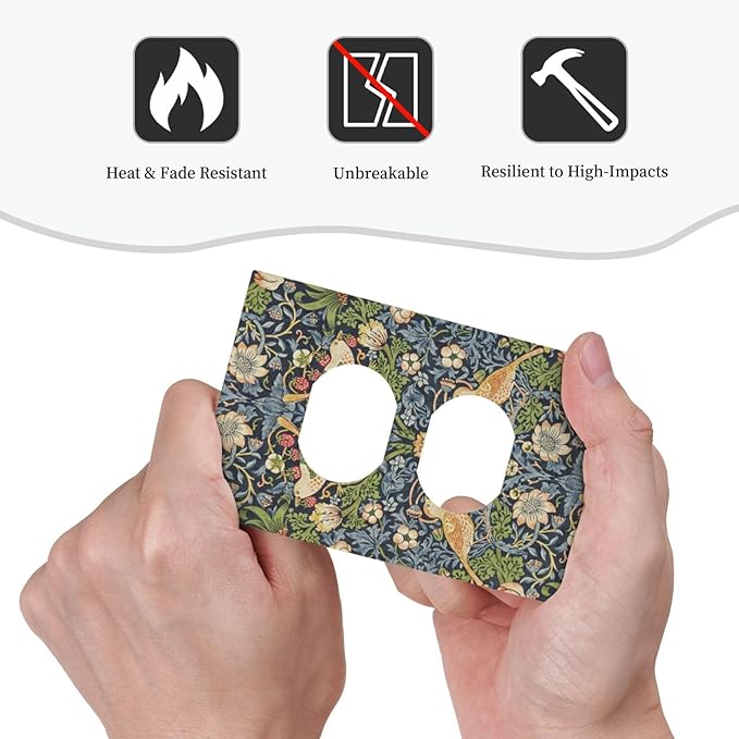 Outlet Covers Morris Strawberry Thrush Birds Colorful Plants 1 Gang Duplex Light Switch Cover Decorative Switch Plates Electrical Receptacle Faceplate Wall Plate For Bed Room Living Room