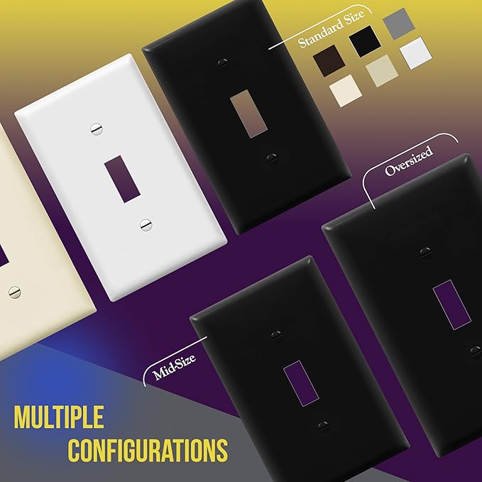 ENERLITES Toggle Light Switch Wall Plate, Gloss Finish, Jumbo Switch Cover, Oversized 1-Gang 5.5" x 3.5", Unbreakable Polycarbonate Thermoplastic, 8811O-BK, Black