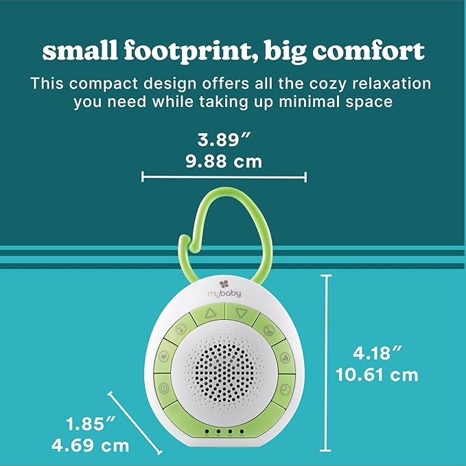 MyBaby Sound Machine, White Noise for Baby, Travel, Nursery and On The Go, 4 Soothing Sounds, Integrated Clip, Small and Lightweight, Great for Registry Gift