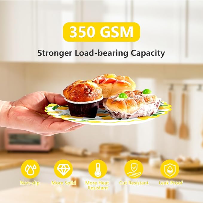 168 Pcs Lemon Party Decorations Yellow Lemons Scalloped Plates Napkins Cups Forks Knives Spoons Summer Lemon Fruit Theme Tableware Set for Spring Birthday Bridal Baby Shower Party Supplies Serves 24
