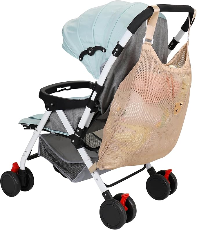 Accmor Universal Stroller Organizer, Large Storage Stroller Bag Fits for Uppababy, Nuna, Britax, Doona Strollers, Non-Slip Adjustable Storage Mesh Caddy Accessories for Stroller Crib