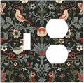 Vintage Birds Berries Mid Century Floral Flower Wallplates 1 Toggle 1 Duplex Switch Plate Electrical GFCI Faceplate Decorative Light Switch Covers for Bedroom Living Room Decor