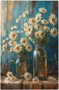 Delicate White Daisy Jars Retro Wood Background Light Switch Cover Plate 1 Gang No Device Blank Electrical Wall Plates Faceplate Decorative Switch Plate Covers for Farmhouse Home Decor