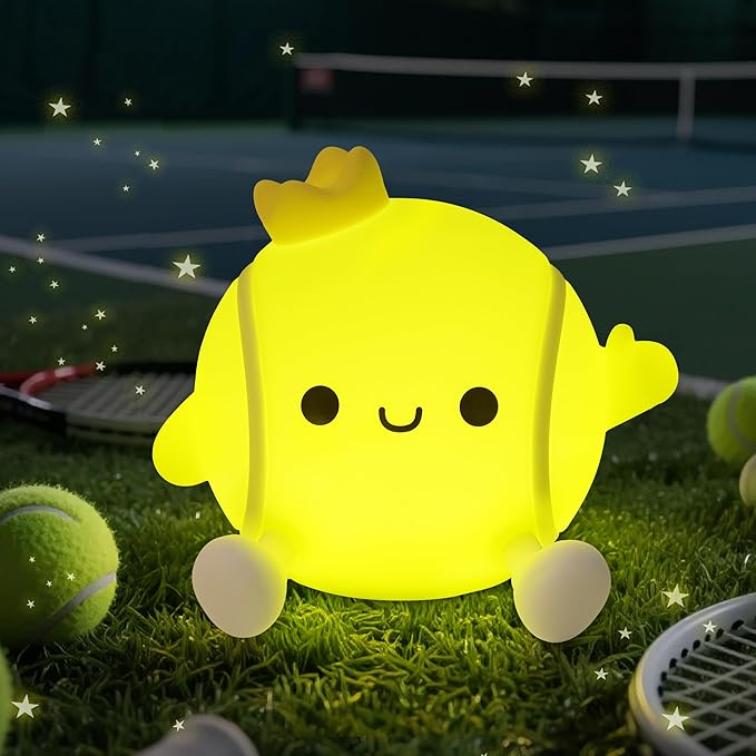 CoolGift Mart Tennis Gifts, Cute Tennis Ball Silicone Night Light, Touch Control & Timer, Suitable for Breastfeeding Reading Working Sleep for Baby Kids Teens Adults Tennis Lovers