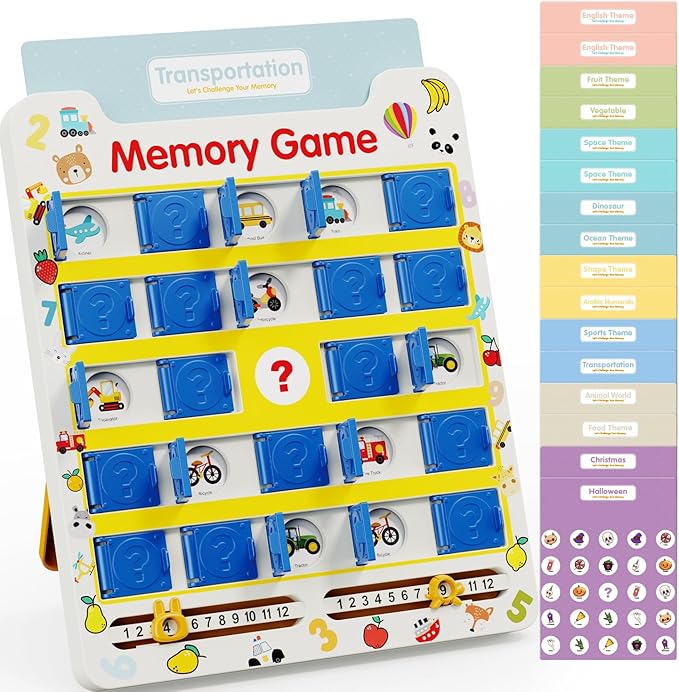 Matching Memory Game for Kids Age 3 4 5 6 7 8 Year Old, Travel Toy for Boys Girls, Board Games for 4-6, Road Trip Essentials for Toddler, Airplane/ Car/ Camping Activity,Christmas Birthday Gifts