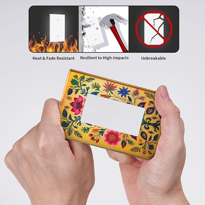Decorative Art Light Switch Covers ColorFul Blooms 1 Gang Rocker Wall Plate Switchplate Electrical Faceplate for Home Decor