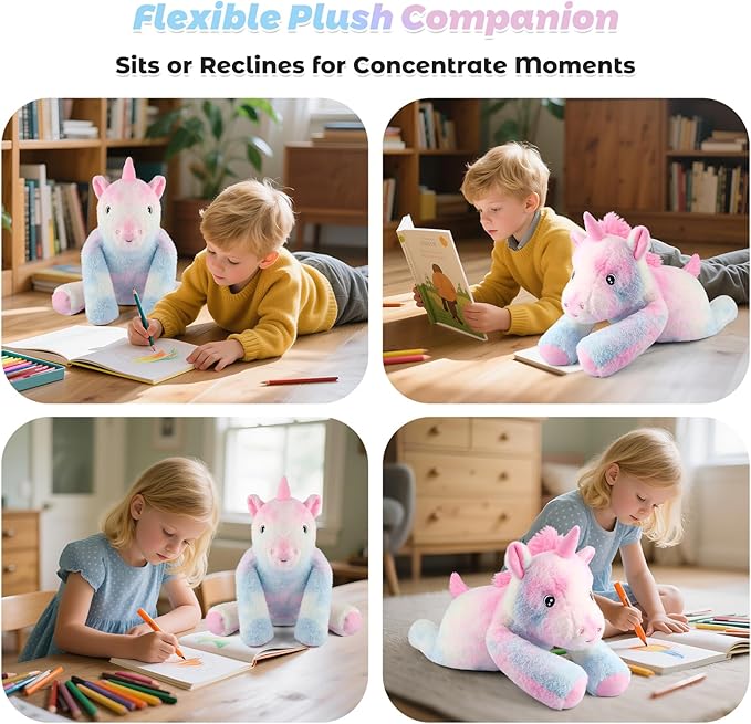Bobbie & Laxi 24" & 4.5lbs Unicorn Stuffed Animal, Sitting & Laying Weighted Stuffed Animals, Cuddly & Soft Weighted Unicorn Plush for Adults & Kids, Unicorn Gifts for Christmas & Valentine’s Day