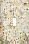 Vintage Letter Paper Wildflowers Dragonfly Daisy Floral Decorative Light Switch Cover 1 Gang Single Toggle Device Electrical Faceplate Switchplates Decorator Outlet Wall Plate for Farmhouse Bedroom
