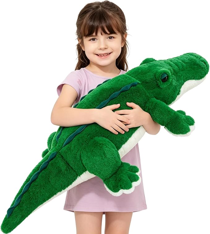 MorisMos 34inch Giant Alligator Stuffed Animal, Soft Fluffy Alligator Plush Toy, Big Stuffed Huge Crocodile Plush Gifts for Kids Boys Girls Brithday