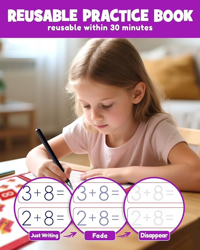 Magic Grooved Writing Practice Books for Kids, Large Grooved Handwriting Copybook, Reusable Learn to Write Number Letter Preschool Tracing Workbook for Kids Ages 3-8, Birthday Gifts Toys