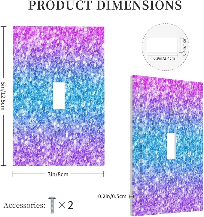 Light Switch Cover Plate Fantasy Colorful Glitter Blue Purple Gradient 1 Gang Wall Plate Cover Single Toggle Outlet Covers Decorative Switch Plate Covers Electrical Faceplate for Kids Room Home