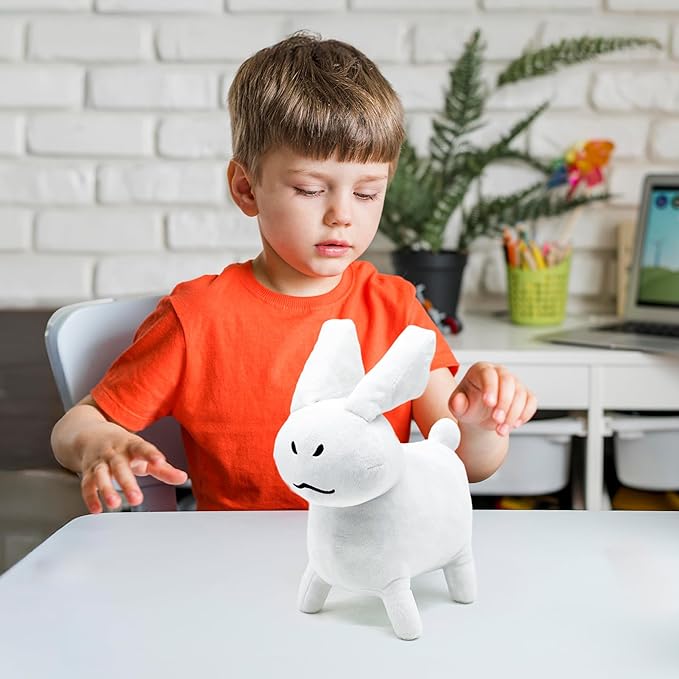 White Gubby Rabbit Plush Toy – Soft Forsaken Gubby Plush Stuffed Animal, Cute Game Character Collectible Plushie Gift for Kids and Gamers (Rabbit White Gubby)