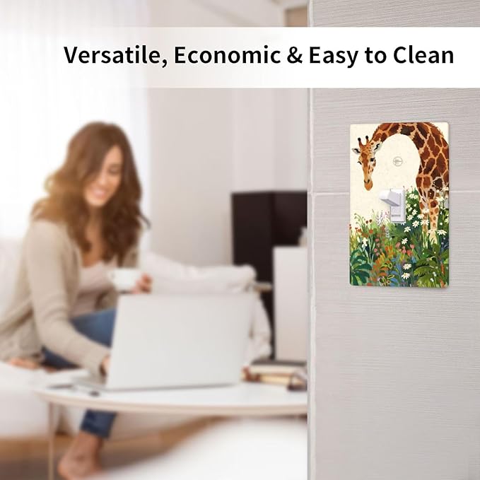 Giraffe Single Toggle Wall Plate Decorative 1 Gang Light Switch Covers Electrical Switchplate Home Decorate Faceplat for Bathroom Bedroom Kitchen Room 4.5 x 2.76 Inch