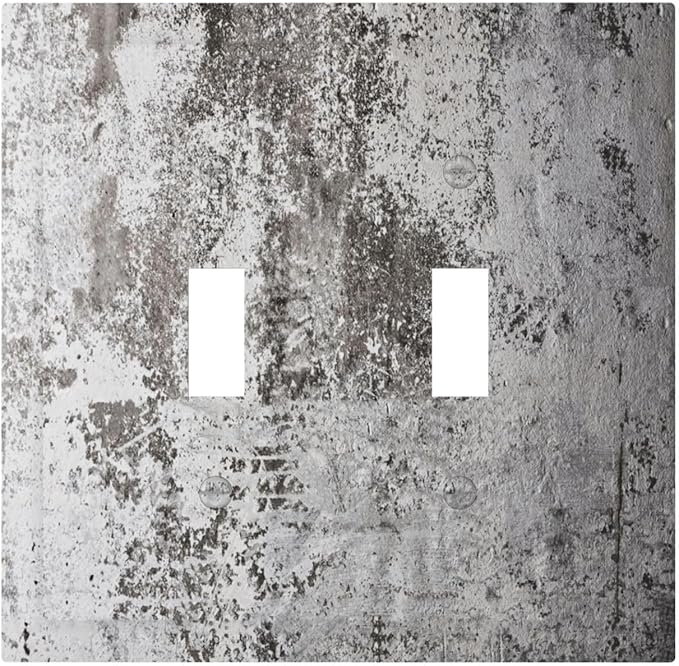 Light Switch Cover Plate Gray White Speckled Weathered Concrete Wall 2 Gang Double Switch Plate Covers Toggle Wallplate Decorative Outlet Covers Electrical Switchplate for Bedroom Home Decor