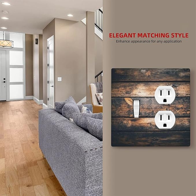 Wallplates Brown Vintage Wooden Board Rustic Wood 1 Toggle 1 Duplex Switch Plate Electrical Gfci Faceplate Decorative Light Switch Covers For Farmhouse Cabin Decor