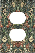Outlet Covers Vintage Dark Floral William Morris Green Flower 1 Gang Duplex Wall Plate Decorative Switch Plates Electrical Receptacle Faceplate Light Switch Cover for living Room Home Decor