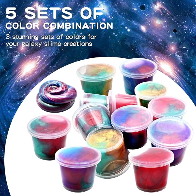 48 Packs Galaxy Slime, Party Favor for Kids Girls & Boys, Adults, Non Sticky, Stress & Anxiety Relief, Wet, Super Soft Sludge Toy,Easter Basket Stuffers