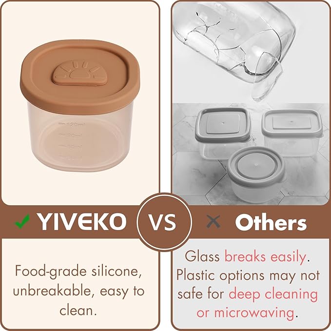 Baby Food Containers with Lids Silicone Baby Food Storage Containers for Infants & Toddlers, Leakproof Freezer-Safe Reusable Baby Food Jars for Breastmilk & Solid Foods, 4oz Silicone Containers 8PK
