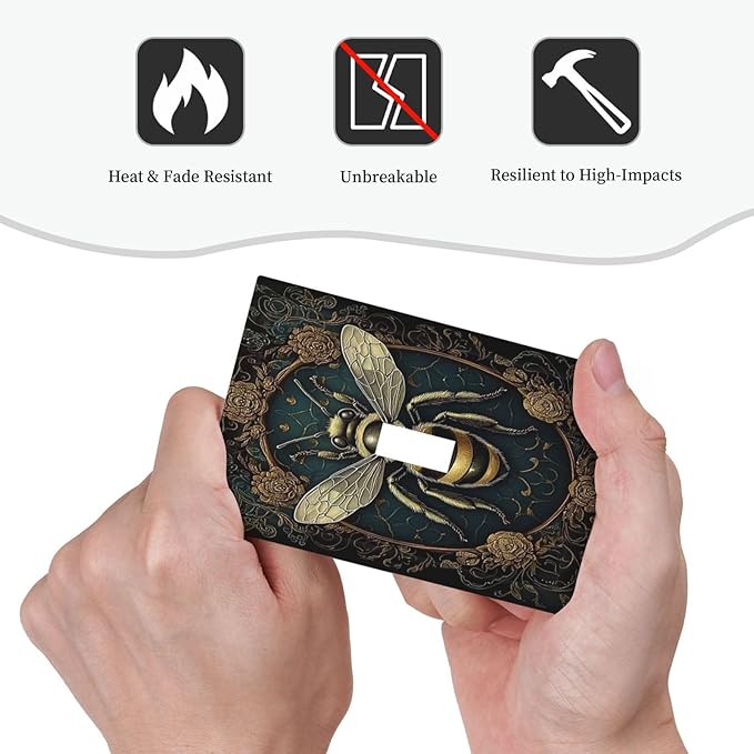 Decorative Light Switch Cover Mid Century Bee Dark Floral 1 Gang Single Toggle Device Electrical Faceplate Switchplates Decorator Outlet Wall Plate For Home Office Decor