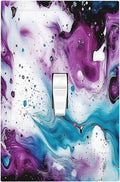 Decorative Light Switch Cover Purple Blue Swirl Marble Tiles 1 Gang Single Toggle Device Electrical Faceplate Switchplates Decorator Outlet Wall Plate For Bed Room Living Room Decor