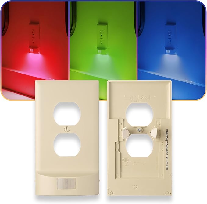 1 Pack - SnapPower Multi-Color GuideLight – Outlet Cover RGB Lights, Customizable Ambient Lighting/Mood Lighting for Home, Kitchen, Gaming Room, Kids Bedroom, Nursery, Holiday Decor (Ivory, Duplex)